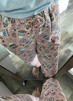 Піжамно-домашні трикотажні штани (принт на вибір)3 фото