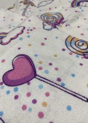 Жіночна фланелева піжама-двійка з сорочкою і штанами "веселки & солодощі" на подарунок2 фото