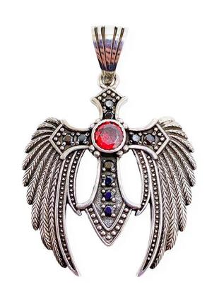 Кулон-крест с крыльями ангела-хранителя 412530ymch, серебро 925 пробы