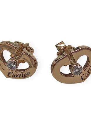 Сережки 900425ym, золото 585 проба, вставки природні діаманти 0,12кт.