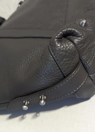Большая сумка marco polo серого цвета из натуральной кожи.4 фото