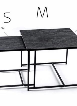 Кавовий стіл маленький 60x60 з дсп, журнальний столик лофт метал-дизайн розмір m дуб чорний3 фото