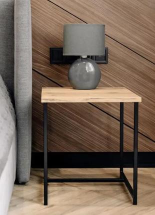 Кофейный стол маленький 60x60 из дсп, журнальный столик лофт металл-дизайн размер m дуб черный