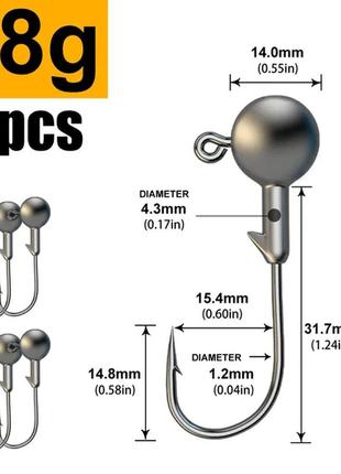 Набір рибальських гачків sv 6 шт. 18 g з кривошипною джиг-головкою (sv3309)1 фото