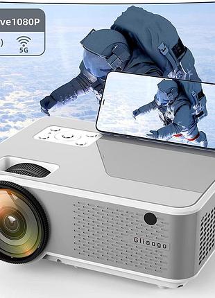 Проектор glisogo mini 1080p 5g wifi видеопроектор 8000lm 300" дисплей совместим с ios/ andriod/tv stick/pc/usb