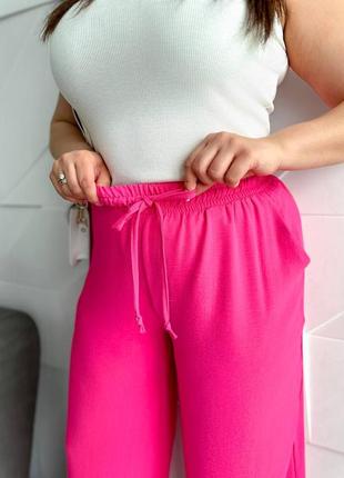 Брюки брюки из жатки с резинкой и шнурком в поясе с карманами4 фото