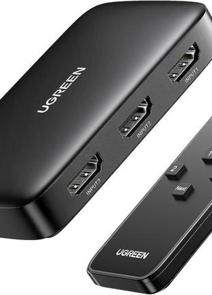 Переключатель hdmi на 3 выхода сплиттер ugreen с пультом ду 4k 3d full hd