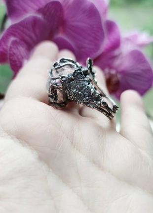 Крупное серебряное кольцо с натуральным кварцем.4 фото