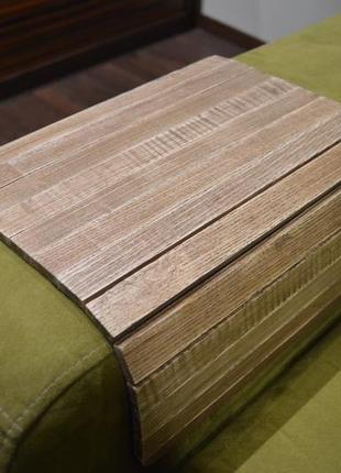 Деревянная подставка накладка-столик на подлокотник дивана (винтаж)4 фото