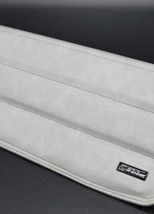 Шкіряний підставка килимок-накладка на підлокітник дивана "світло сірий"8 фото
