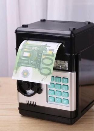 Електронна скарбничка "сейф банкомат" з кодовим замком і купюропр3 фото