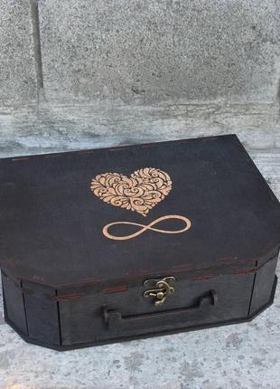 Подарочная коробка деревянной фанеры  чемодан 25 x 20 x 8 см1 фото