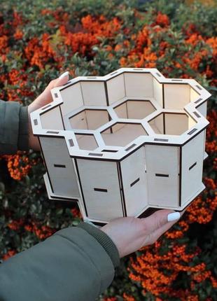 Коробка деревянная для баночек соты