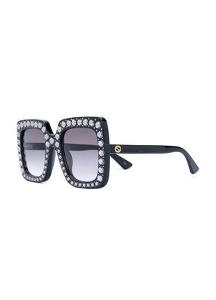 Чорні сонцезахисні окуляри gucci зі стразами1 фото