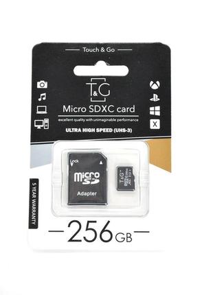 Карта памяти t&g microsdxc 256gb uhs-3 (class 10) + adapter sd