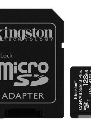 Карта памяти kingston microsdxc 128gb canvas select plus a1 uhs-1 (r-100 mb/s) + adapter sd