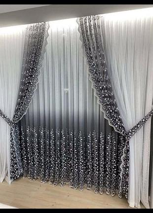 Тюль омбре з малюнком. різні кольори! hit!