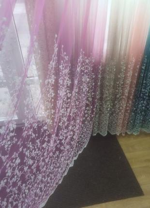 Тюль омбре з малюнком. різні кольори! hit!