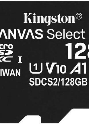 Карта памяти kingston microsdxc 128gb canvas select plus a1 uhs-1 (r-100 mb/s)