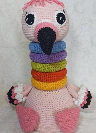 Вязаная пирамидка фламинго