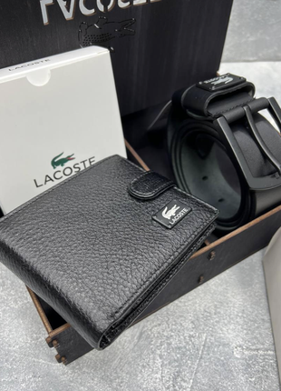 Подарунковий набір lacoste (ремінь + гаманець)8 фото