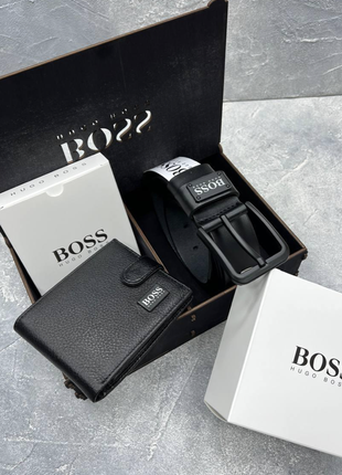 Подарунковий набір boss (ремінь + гаманець)5 фото