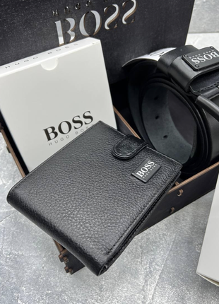 Подарунковий набір boss (ремінь + гаманець)7 фото
