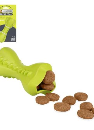 Іграшка для собак bronzedog smart мотиваційна кістка 12 х 5 см салатова