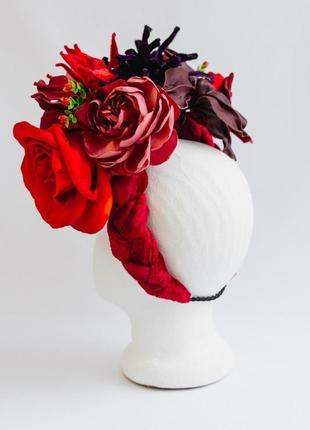 Вінок з квітами ручної роботи5 фото