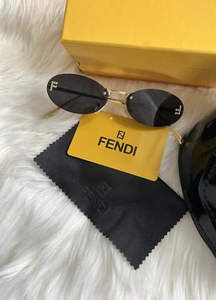 ‼️ окуляри овал fendi first crystal чорні нові з логотипом f фенді1 фото