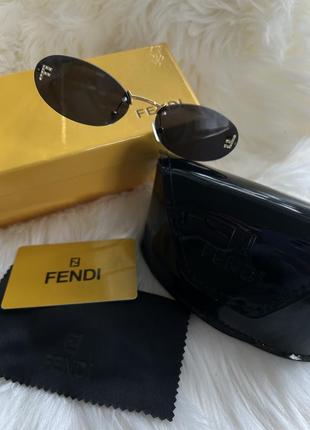 ‼️ окуляри овал fendi first crystal чорні нові з логотипом f фенді5 фото