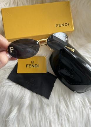 ‼️ окуляри овал fendi first crystal чорні нові з логотипом f фенді3 фото