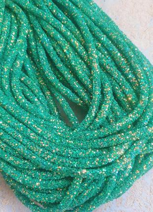 Порожнистий шнур (блискітки) 6 мм, колір-зелений, 1 м