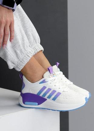 Кросівки білі фіолетові текстильні для спортзалу на кожен день легкі зручні10 фото