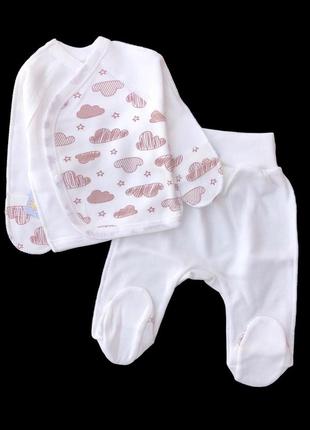 Комплект 2в1: льоля, повзунки "принт", інтерлок тм “happy tot” (50 см) (сорочечка з повзунками)