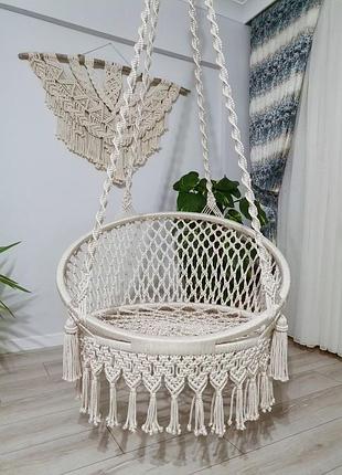 Гойдалка макраме (підвісне крісло з 2 колами, тренд)