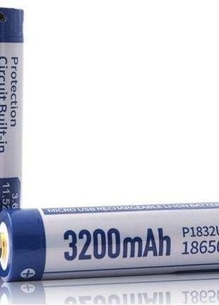 Акумулятор li-ion 18650 keeppower 3200маг 8а microusb (з захистом) 2 шт