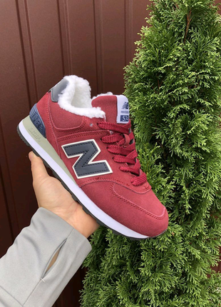 New balance 37 38 39 40 41 зимові кросівки бордові