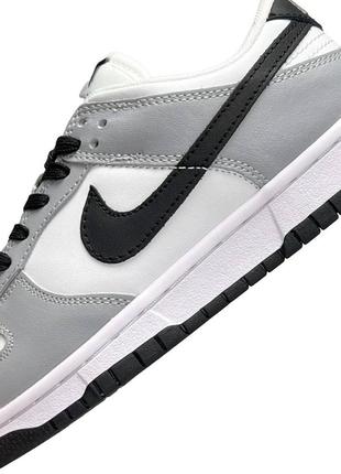 Nike sb dunk low prm white grey black7 фото