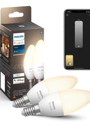 Разумные led лампочки philips hue e14 white 470лм 40вт 5.5w, zigbee, bluetooth, apple homekit