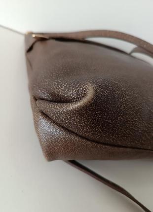 Стильная кожаная бронзовая сумка сумочка через плечо кросс боди шопер на молнии5 фото