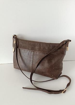 Стильная кожаная бронзовая сумка сумочка через плечо кросс боди шопер на молнии1 фото