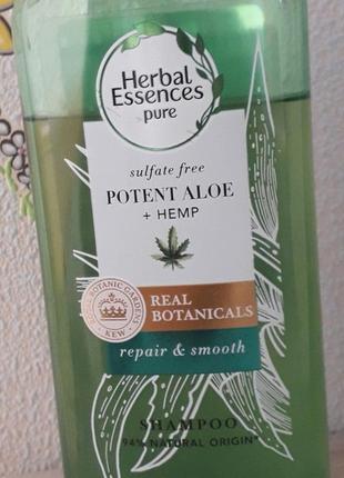 Восстанавливающий шампунь herbal essences bio: renew extra aloe &amp; hemp shampoo 380 мл2 фото