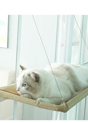 Подвесная оконная кровать для кота resteq 55х35см. подвесной гамак для кота. лежак оконный для кота. место сна
