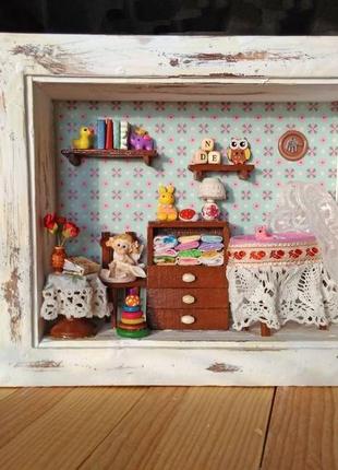 Румбокс (ключниця, вішалка, мініатюра) "кімната маленької принцеси"1 фото