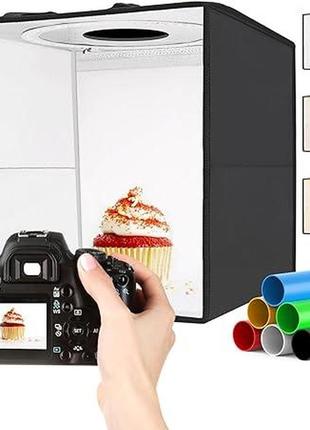 Портативный фотобокс с usb лампой luxceo 30 x 30 x 30 см. 6 пвх-фонов для фотосъемки продуктов