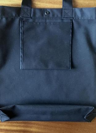 Чорна сумка-шопер з кишенею, еко сумка з принтом фото міст київ, сумка для покупок, арт авоська3 фото