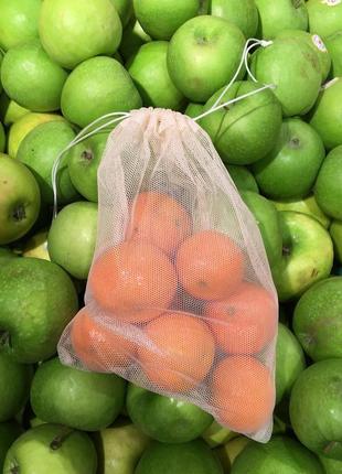 Набор 4 шт эко мешков для продуктов, эко мешочки из сетки для фруктов, торбочки, многоразовые пакеты6 фото