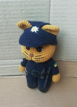Котик - поліцейський м'яка іграшка сувенір ручної роботи9 фото