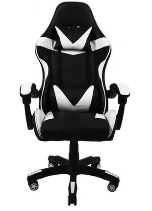 Крісло для геймерів з подушками bonro prestige, крісло геймерське чорно-біле ігрове для школяра